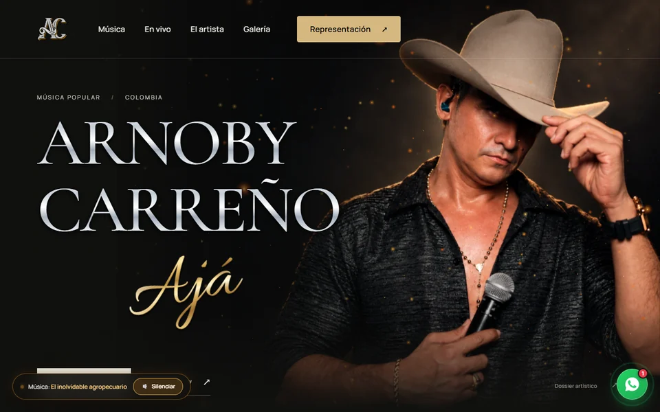 Captura del sitio web de Arnoby Carreño