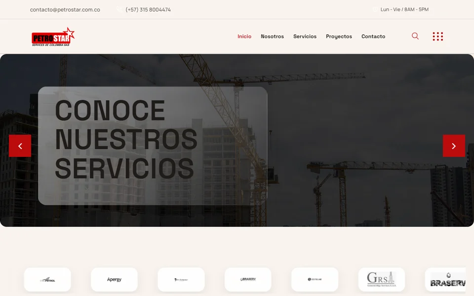 Captura del sitio web de Petro Star Services