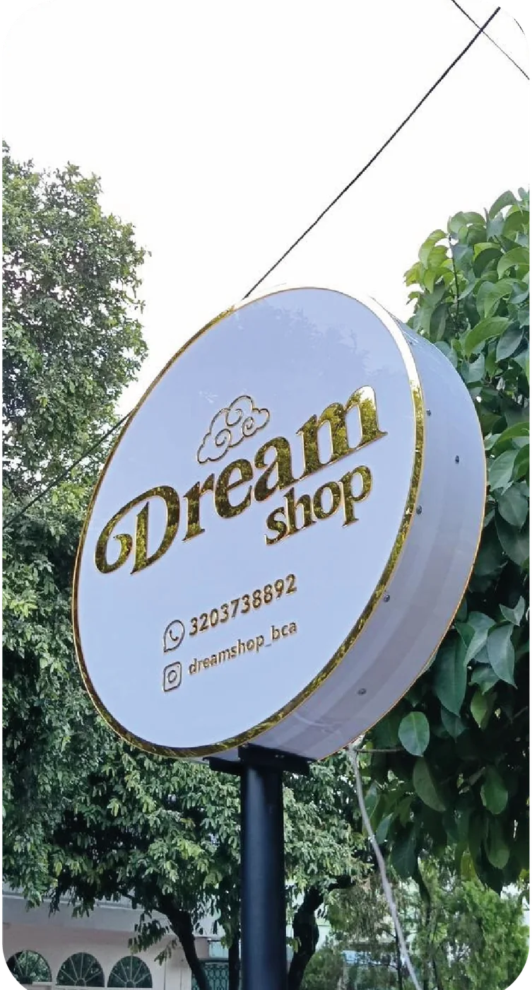 Aviso acrílico circular Dream Shop